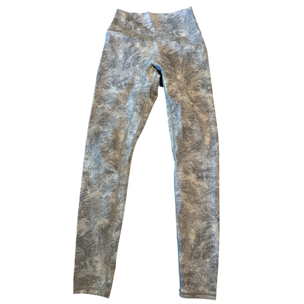 Sunzel Womens Grey Abstract Marble High Waisted Yoga Leggings Size 2 Small Grey